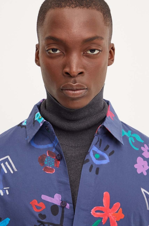 Desigual camasa din bumbac NUEVAJERSEY albastru 24WMCW28