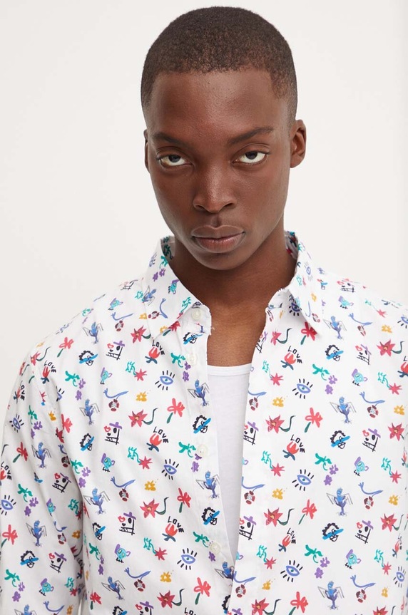 Desigual camasa din bumbac NEVADA alb 24WMCW29