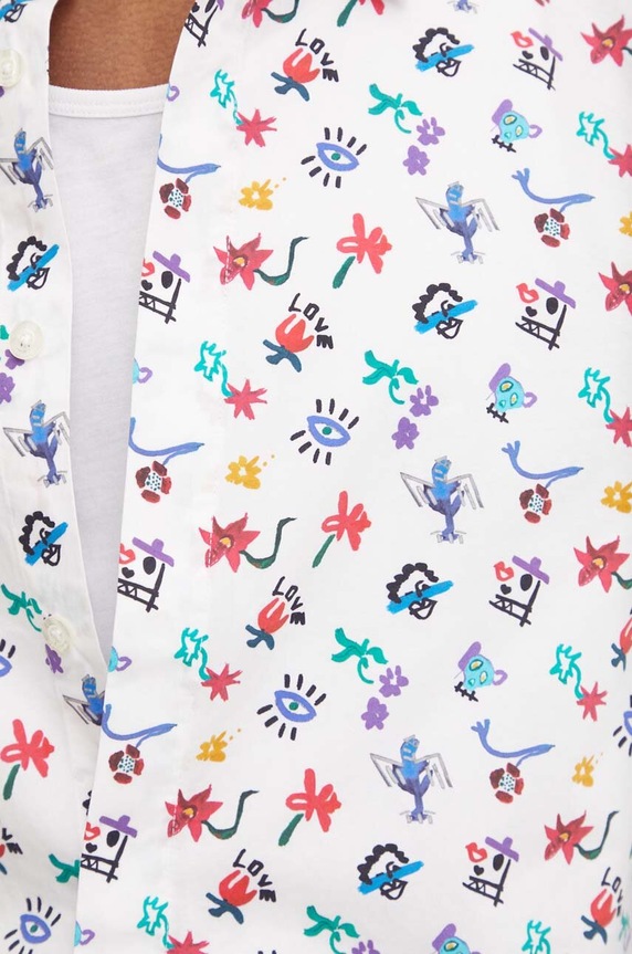 Desigual camasa din bumbac NEVADA 24WMCW29 alb