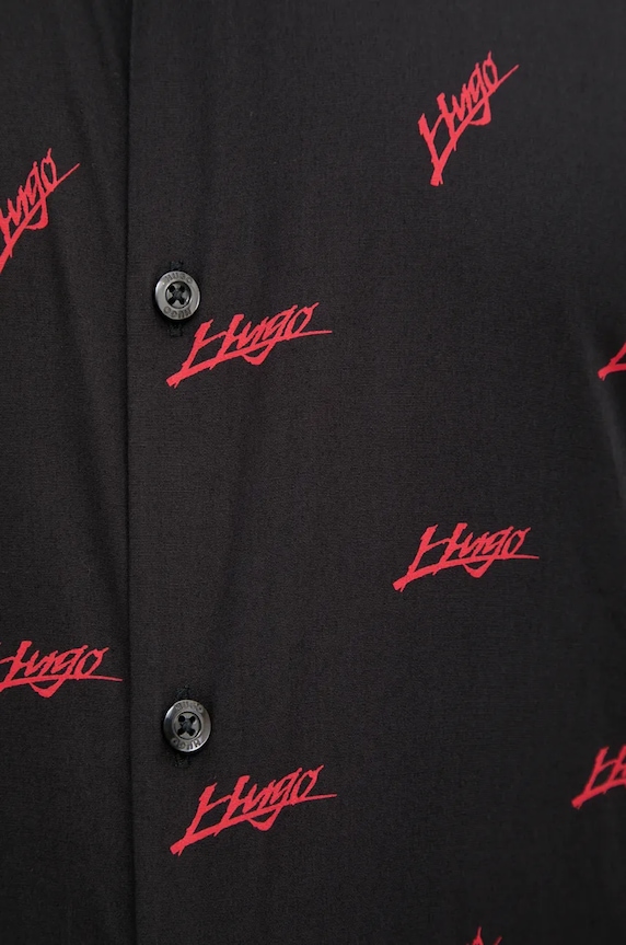 Bavlnená košeľa HUGO 50527426 čierna AW24