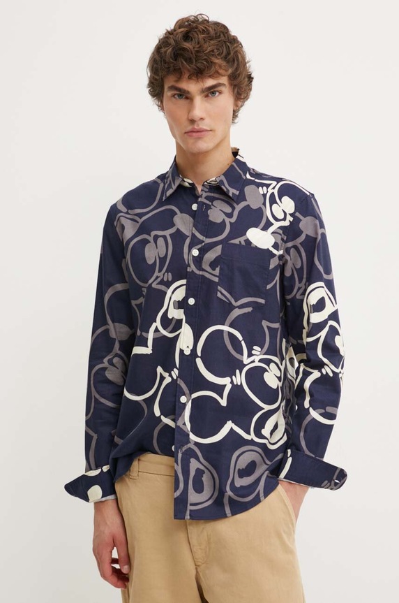Desigual koszula bawełniana SAMSON wzorzyste granatowy 24WMCW26