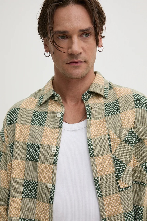 Памучна риза Desigual MICHIGAN зелен 24WMCW40