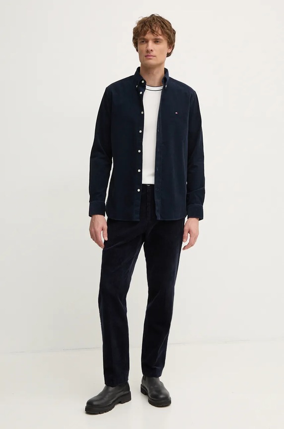 Bavlněná košile Tommy Hilfiger MW0MW36847 námořnická modř AW24
