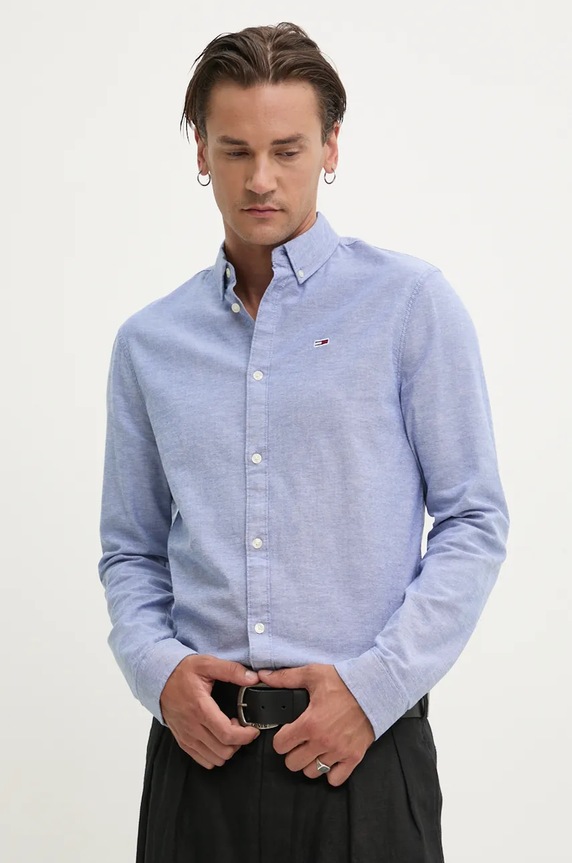 Tommy Jeans koszula z elastanem niebieski DM0DM09594