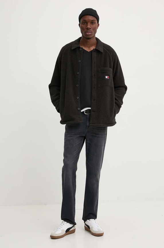 Košeľové sako Tommy Jeans DM0DM19647 čierna AW24