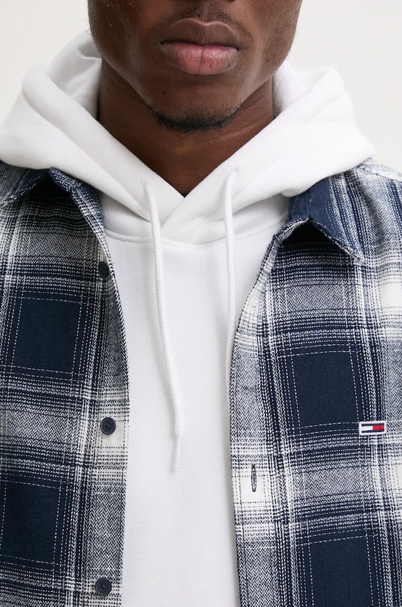 Pamučna košulja Tommy Jeans DM0DM19651 mornarsko plava