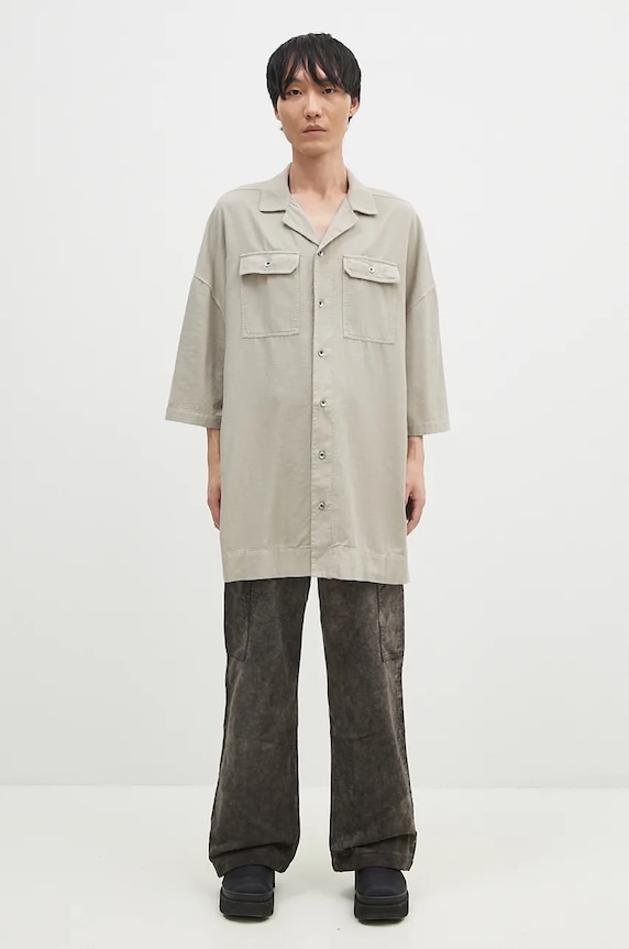 Хлопковая рубашка Rick Owens Magnum Tommy гладкий бежевый DU02D2290.CFL