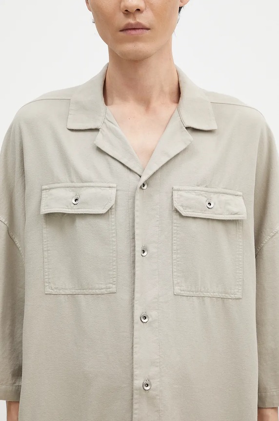 Хлопковая рубашка Rick Owens Magnum Tommy DU02D2290.CFL бежевый