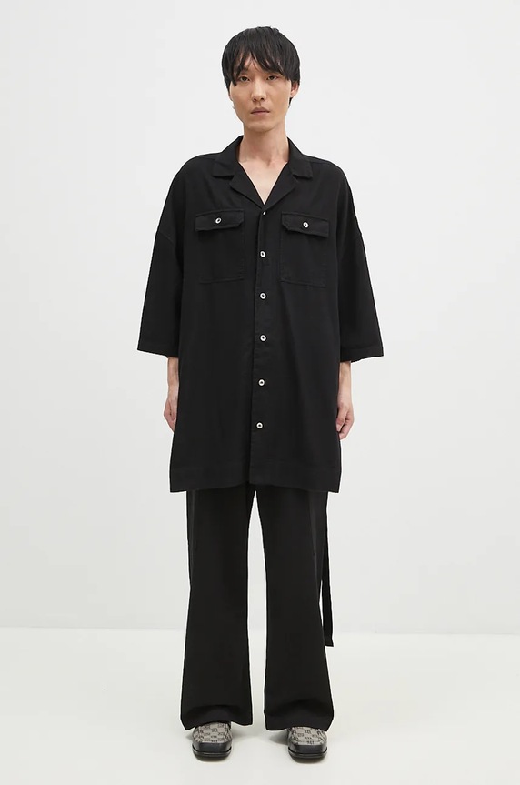 Rick Owens koszula bawełniana Magnum Tommy gładkie czarny DU02D2290.CFL