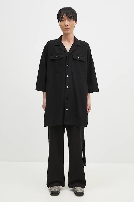 Rick Owens koszula bawełniana Magnum Tommy gładkie czarny DU02D2290.CFL