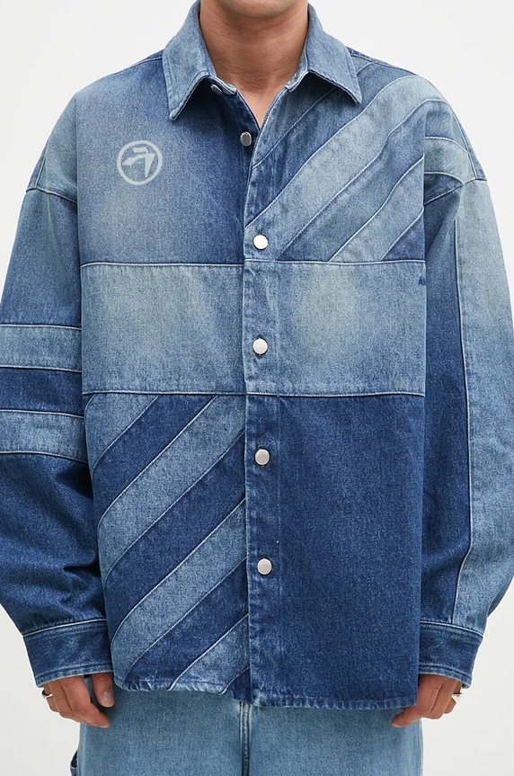 Košulja-jakna AMBUSH Patchwork Denim Shirt Vintage plava BMYD003F24DEN0014400