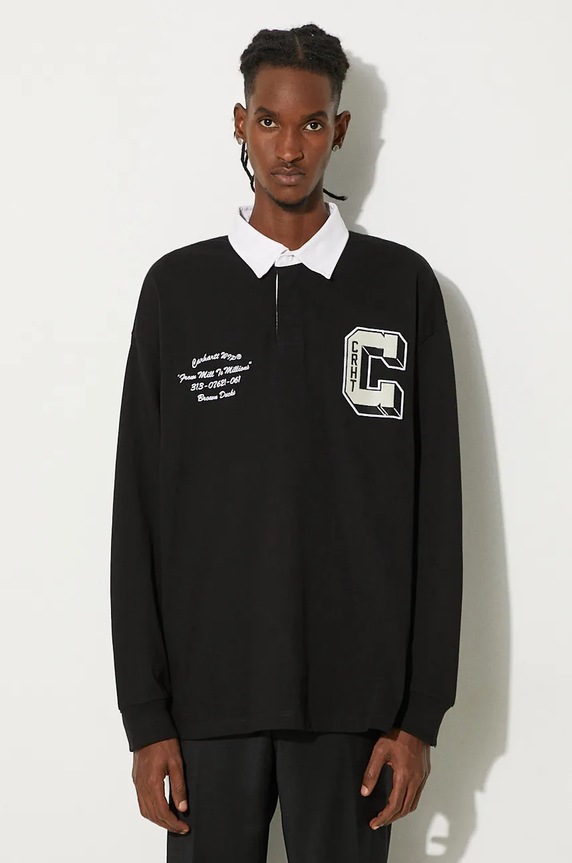 Carhartt WIP cotton longsleeve top Longsleeve Brown Ducks Rugby Shirt relaxed black I033832.0D2XX