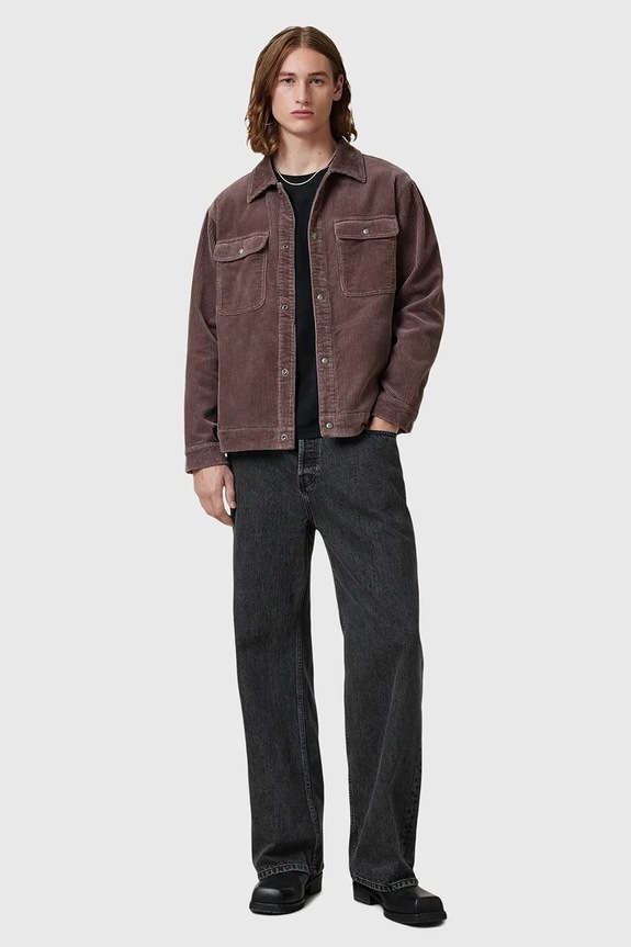 Πουκάμισο κοτλέ AllSaints CASTLEFORD M084OB καφέ