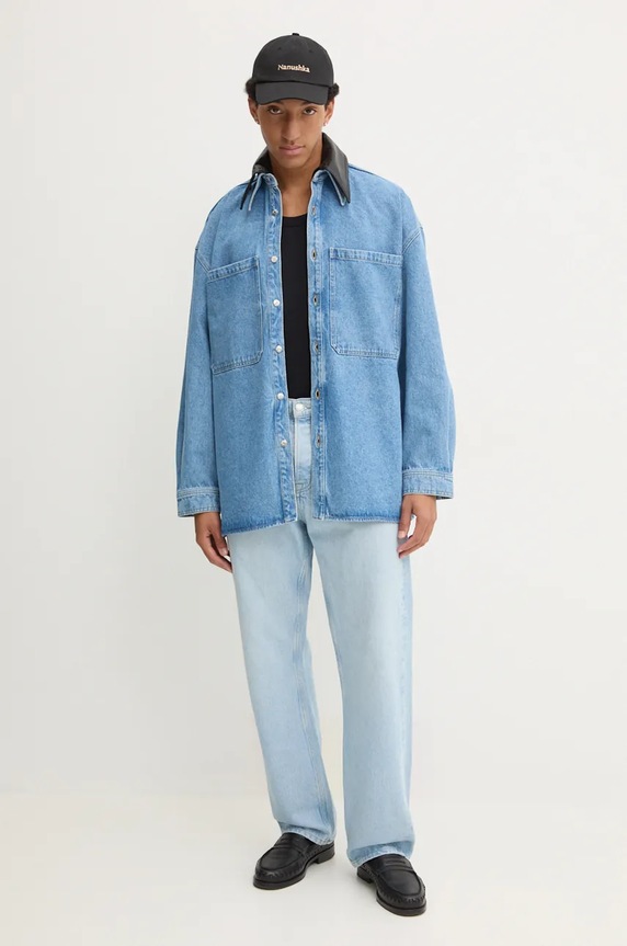 Džínová košile Nanushka BEAUX NU24PFJK00553 modrá AW24