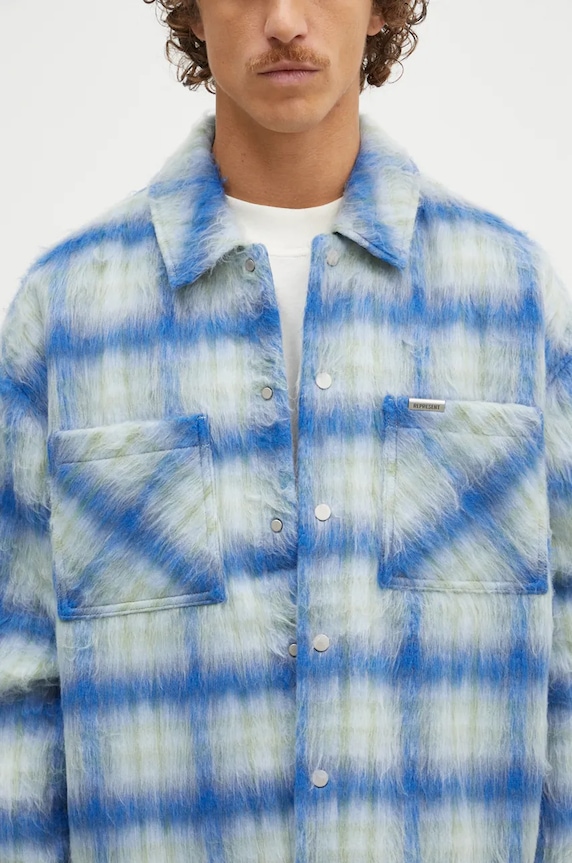 Represent shirt jacket Textured Overshirt blue MLM2160.196