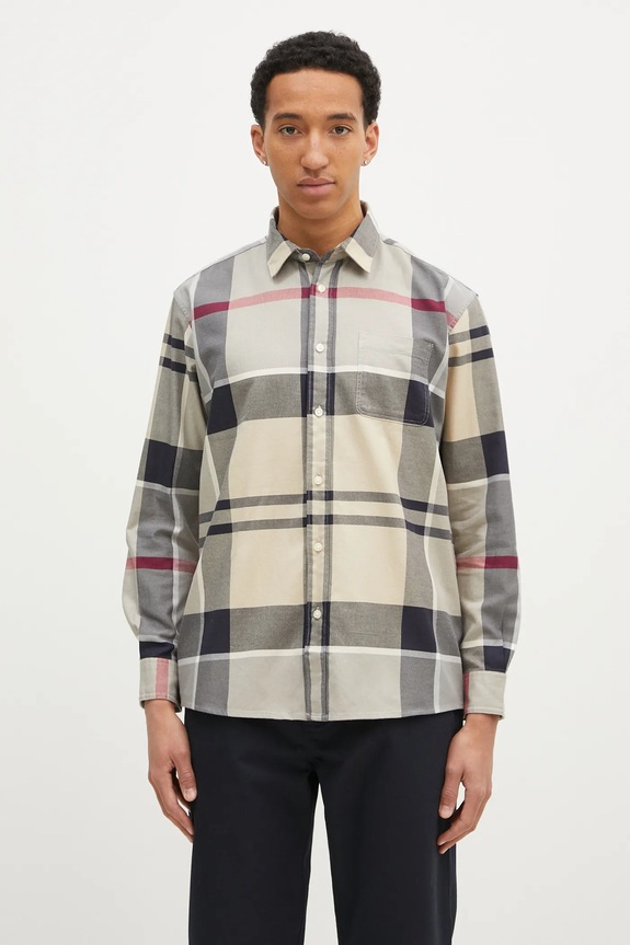 Bavlněná košile Barbour Renford OS Tartan Shirt regular béžová MSH5514