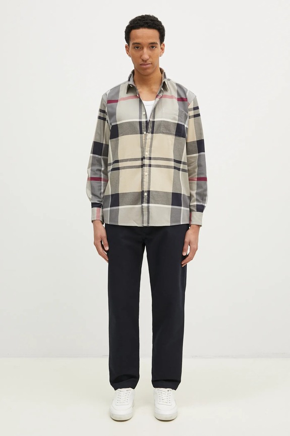 Bavlněná košile Barbour Renford OS Tartan Shirt MSH5514 béžová