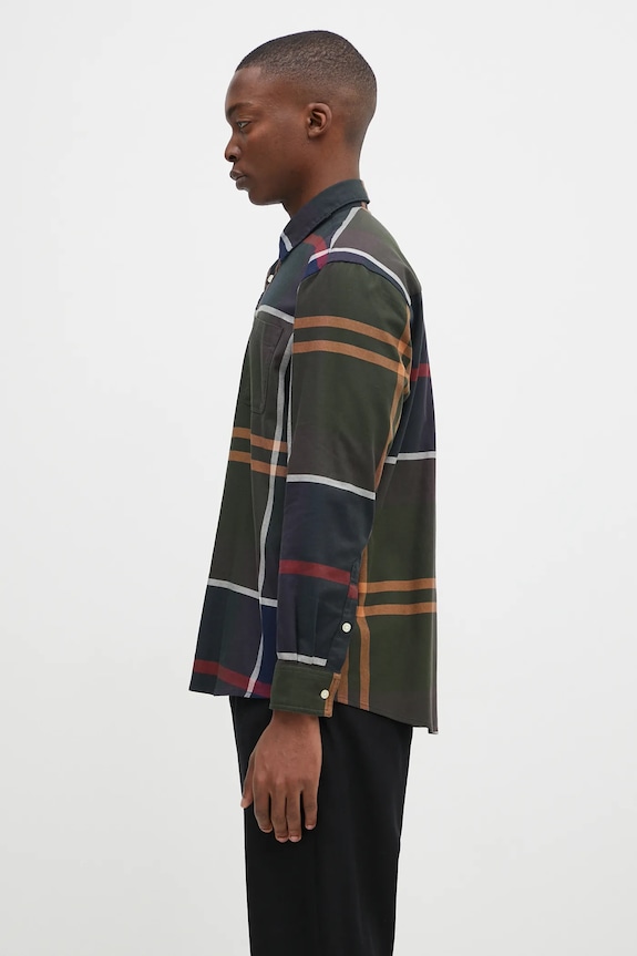 Bavlnená košeľa Barbour Renford OS Tartan Shirt MSH5514 zelená AW24