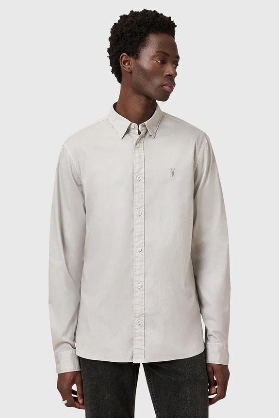 AllSaints camicia in cotone HAWTHORNE LS SHIRT grigio M150SB
