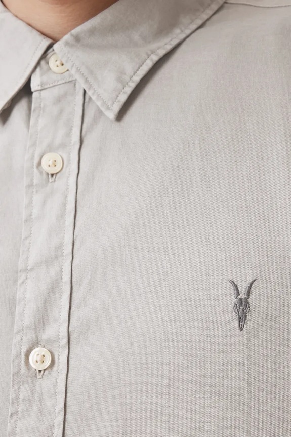 Bavlněná košile AllSaints HAWTHORNE LS SHIRT M150SB šedá SS26