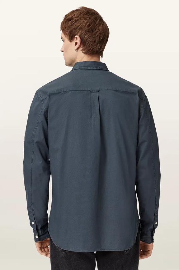 Oblačila Bombažna srajca AllSaints HAWTHORNE LS SHIRT M150SB modra