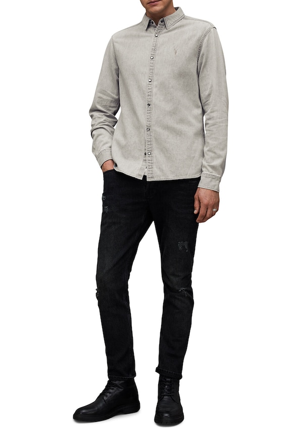AllSaints farmering GLEASON LS SHIRT M165SB szürke
