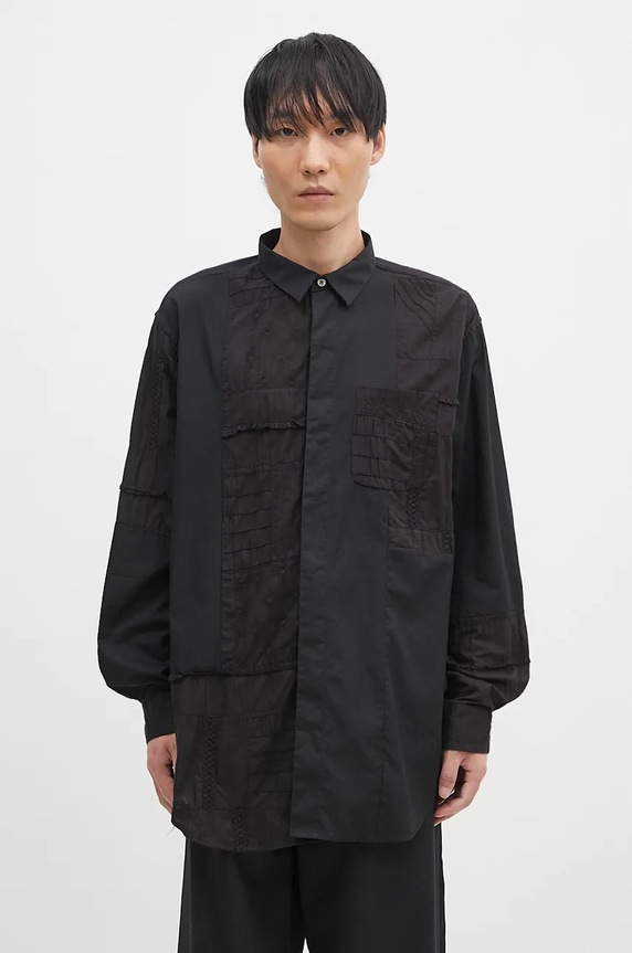 Хлопковая рубашка Engineered Garments Combo Short Collar гладкий чёрный 24F1A017