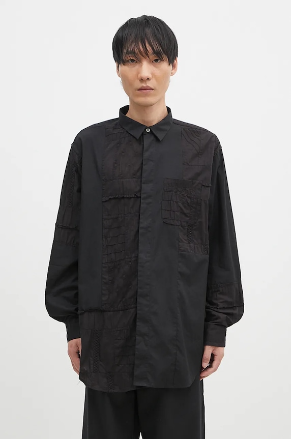 Хлопковая рубашка Engineered Garments Combo Short Collar гладкий чёрный 24F1A017