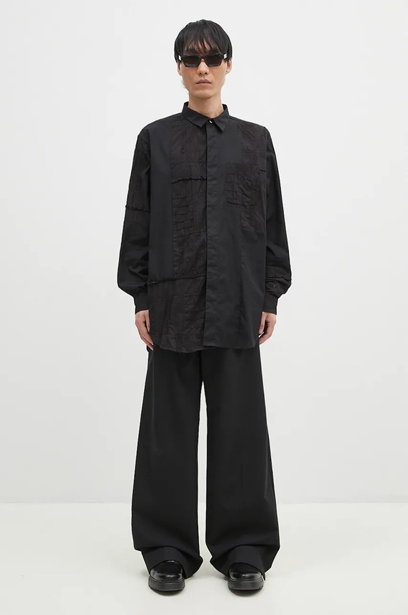 Хлопковая рубашка Engineered Garments Combo Short Collar 24F1A017 чёрный