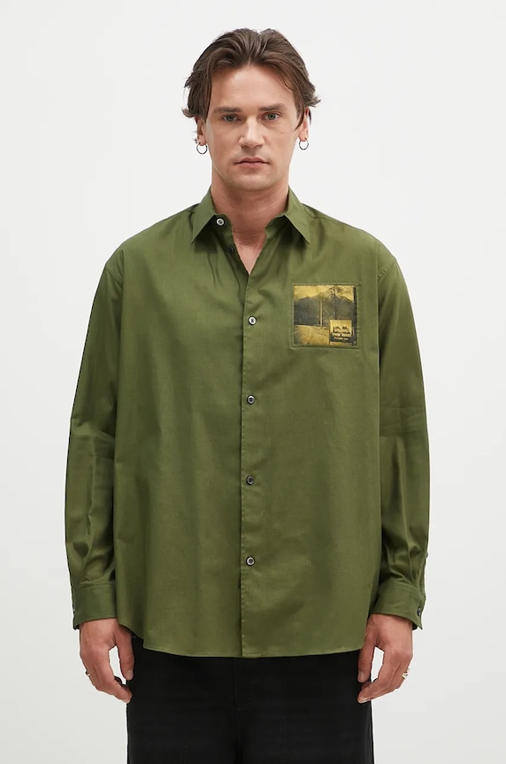 Undercover koszula bawełniana Shirt nadruk zielony UC2D4401.3