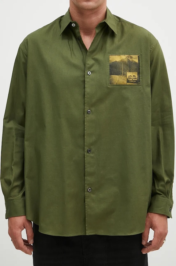 Undercover koszula bawełniana Shirt zielony UC2D4401.3