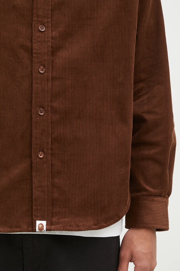 A Bathing Ape koszula sztruksowa One Point Corduroy Longsleeve brązowy 1K80131309