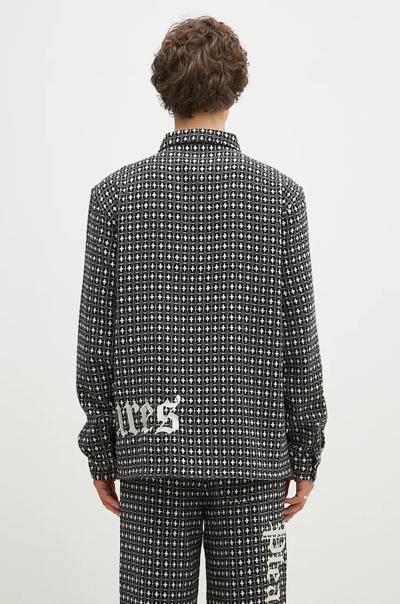 Oblečení Košile s příměsí vlny PLEASURES Cross Work Shirt P24F036 šedá