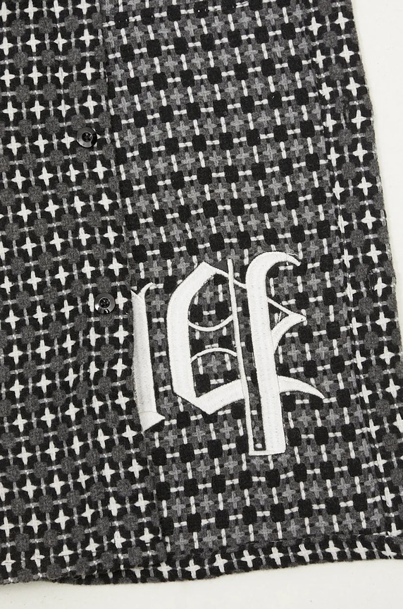 Košile s příměsí vlny PLEASURES Cross Work Shirt P24F036 šedá