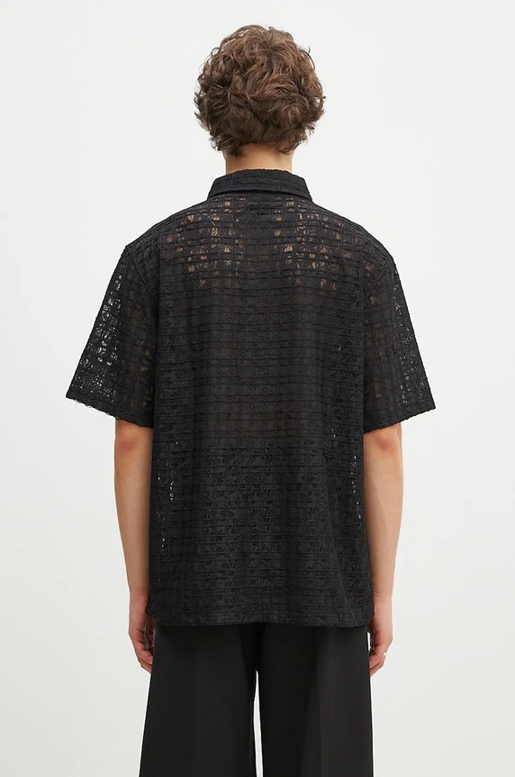 Clothing PLEASURES shirt Lacy Button Down P24F050 black