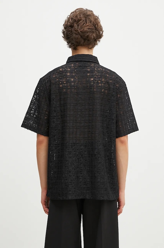 Clothing PLEASURES shirt Lacy Button Down P24F050 black