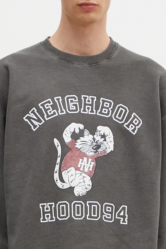 NEIGHBORHOOD cotton sweatshirt Pigment Dyed Sweat Shirt Longsleeve gray 242UNNH.CSM01