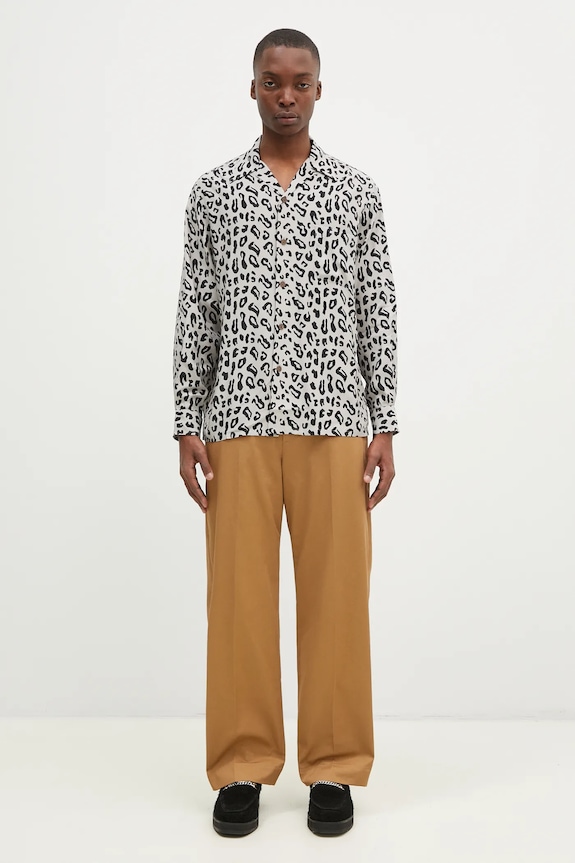 Košile Wacko Maria Hawaiian Shirt L/S šedá 24FW.WMS.HI01
