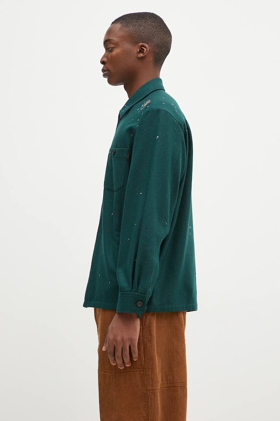 Вълнена риза Undercover Shirt UC2D4405.1 зелен AW24