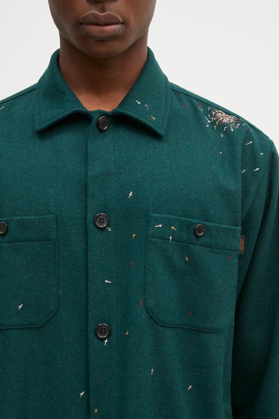 Вълнена риза Undercover Shirt зелен UC2D4405.1
