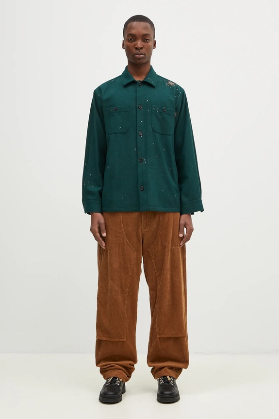 Вълнена риза Undercover Shirt UC2D4405.1 зелен