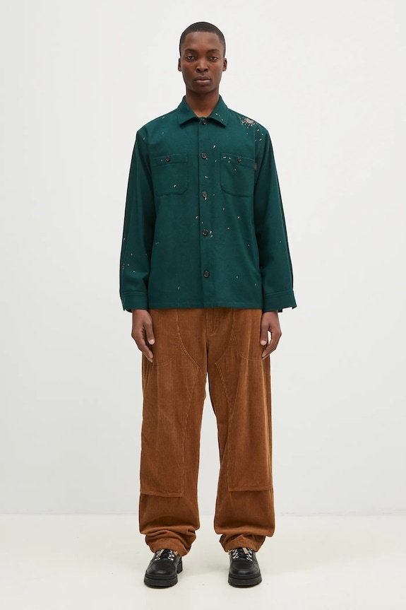 Вълнена риза Undercover Shirt UC2D4405.1 зелен