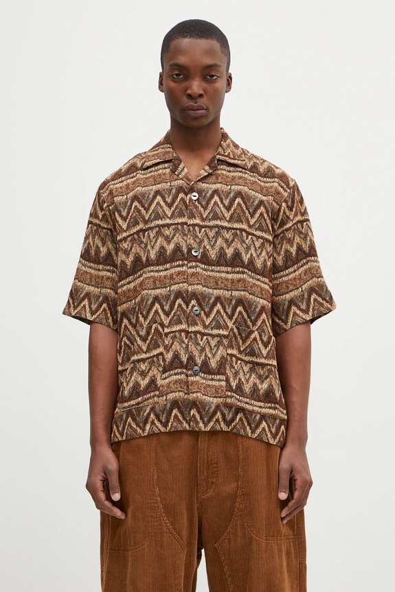 Košile s příměsí vlny Needles Cabana Shirt relaxed hnědá PU154