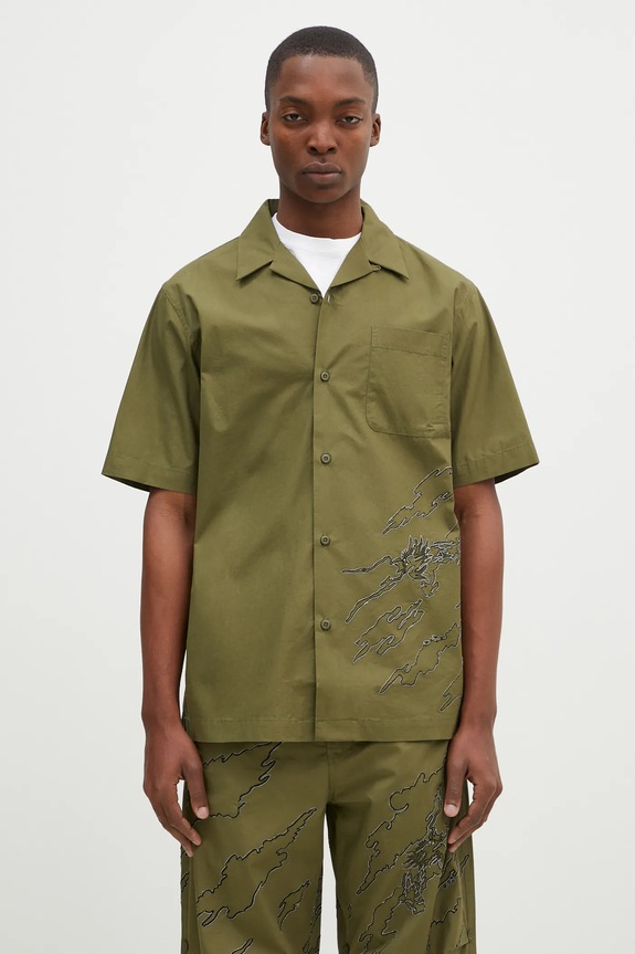 Хлопковая рубашка Maharishi Dpm: Sparse Bonsai Camo Shirt узор зелёный 5336.OLIVE
