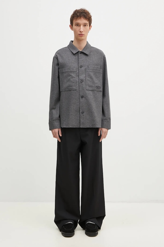 Vlněná košile Maison Kitsuné Overshirt MM00401WT0032 šedá