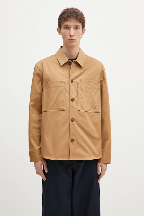 Maison Kitsuné kurtka koszulowa Overshirt bez kaptura beżowy MM00401WW0078
