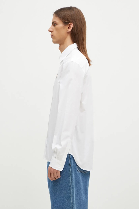 Maison Kitsuné camicia in cotone Fox Head MM00409WC5010 bianco AW24