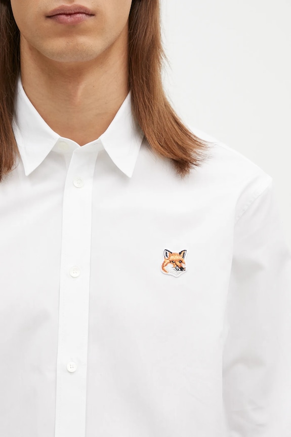 Maison Kitsuné camicia in cotone Fox Head bianco MM00409WC5010
