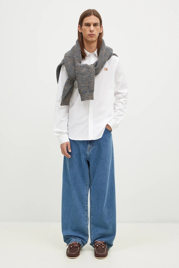 Maison Kitsuné camicia in cotone Fox Head MM00409WC5010 bianco