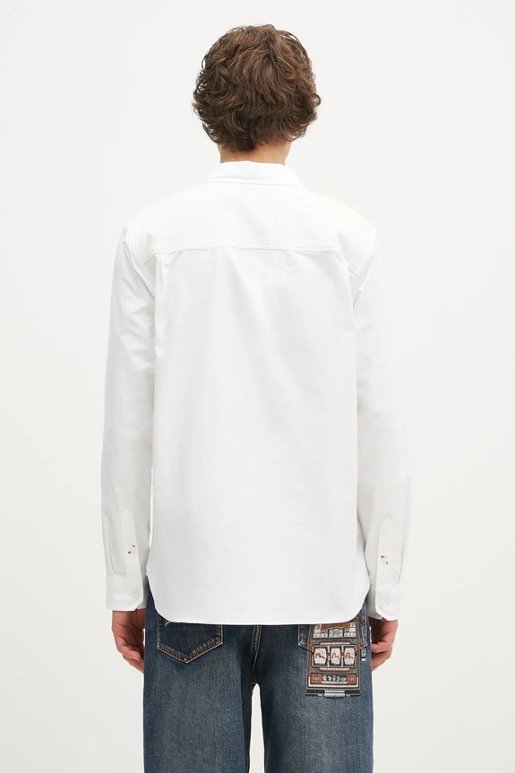 Clothing Evisu cotton shirt Evisu Logos & Wave Emb 2EAHTM4SL7040 white